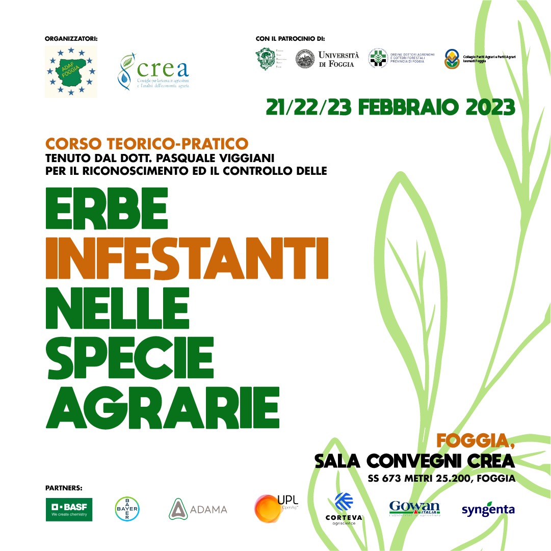 VUOI SAPERNE DI PIU' SULLE SPECIE INFESTANTI PIU&rsquo; DIFFUSE? PARTECIPA AL CORSO ORGANIZZATO DAL CREA