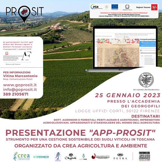 Presentazione, presso l’Accademia dei Georgofili di Firenze, dell’App-Prosit: strumento per una gestione sostenibile dei suoli viticoli in Toscana